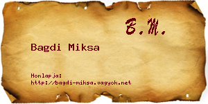 Bagdi Miksa névjegykártya